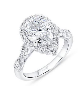 14K White Uneek Timeless Collection Halo Engagement Ring