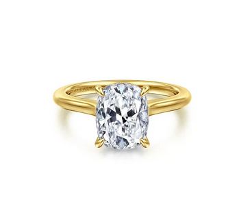 14K Yellow Gold Elongated Cushion Diamond Engagement Ring