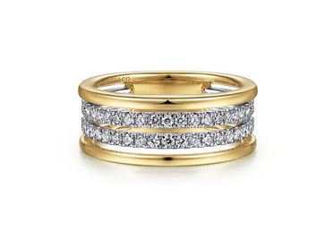 14k White-yellow Gold Diamond Easy Stackable Ring