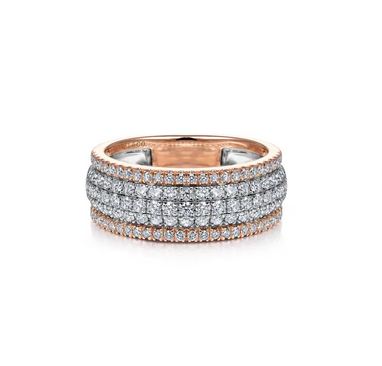 14k White-rose Gold Pavé Diamond Wide Band Ring