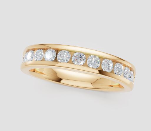 14K Yellow 3/4tw Diamond Channel Band