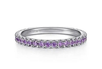 14k White Gold Amethyst Stackable Ring
