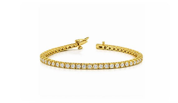 Lady's Yellow 14 Karat Tennis Bracelet With = 4.46Twt Round H Si1 Diamonds