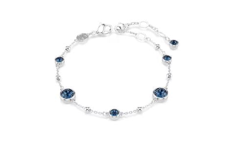 Imber bracelet Round cut, Blue, Rhodium plated