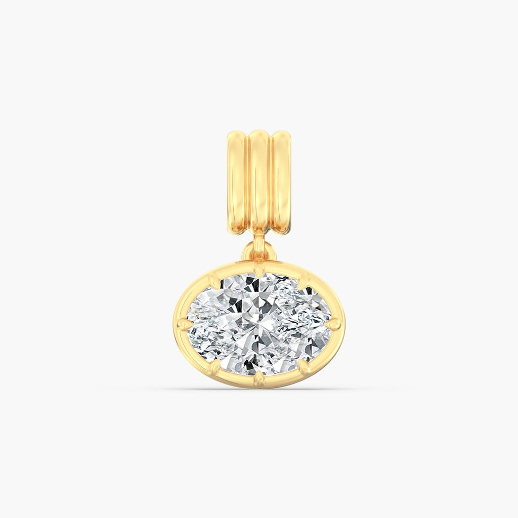 14K Yellow Bezel Oval Lab Grown Pendant