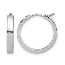 Leslie's 14K White Gold 3mm Square Tube Round Hoop Earrings 20mm