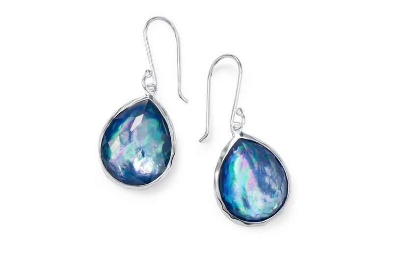 925 Rock Candy® Mini Teardrop Earrings in Rock Crystal and Black Shell Doublet