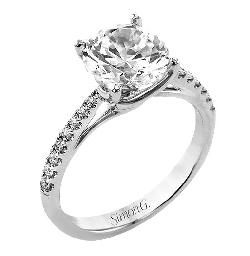 Lady's White 18 Karat Engagement Ring Size 6.5 With 0.18Tw Round G/H Si2 Diamonds