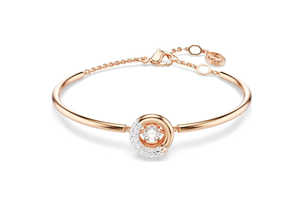 Dextera bangle Round cut, White, Rose gold-tone plated