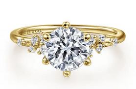 14k Yellow Gold Round Diamond Engagement Ring