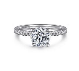 14k White Gold Round Diamond Engagement Ring - 0.20 ct