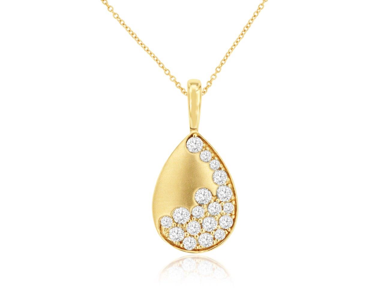 Lady's Yellow 14 Karat Free Form Pendant With 0.50Tw Round Diamonds