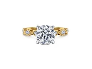 14K White-Yellow Gold Round Diamond Engagement Ring