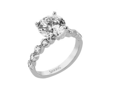 Lady's White 18 Karat Engagement Ring Size 6.5 With 0.72Tw Round G/H Si2 Diamonds