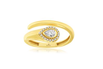 Lady's Yellow 14 Karat Bypass Fashion Ring Size 6.5 With = 0.27Tw Various Shapes I I1 Diamonds