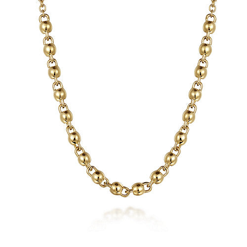 18 Inch 14k Yellow Gold Beaded Station Necklace