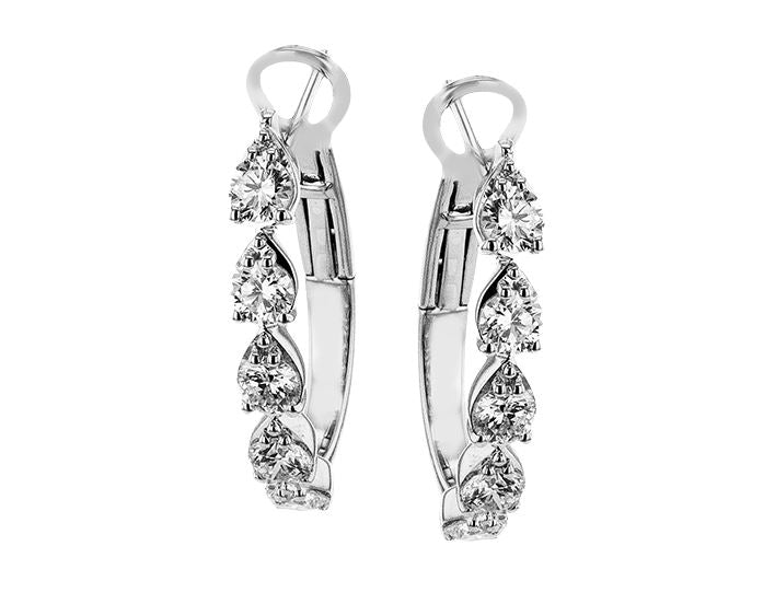 Lady's White 18 Karat Medium Hoop Earrings With 10 = 1.55Tw Round G Vs1 Diamonds