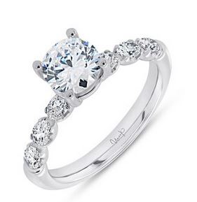 14K White Uneek Timeless Collection Straight Round Engagement Ring