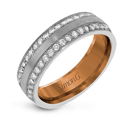 Gent's Two-Tone 14 Karat Gentleman Wedding Band Size 10 With 0.50Tw Round G Vs1 Diamonds