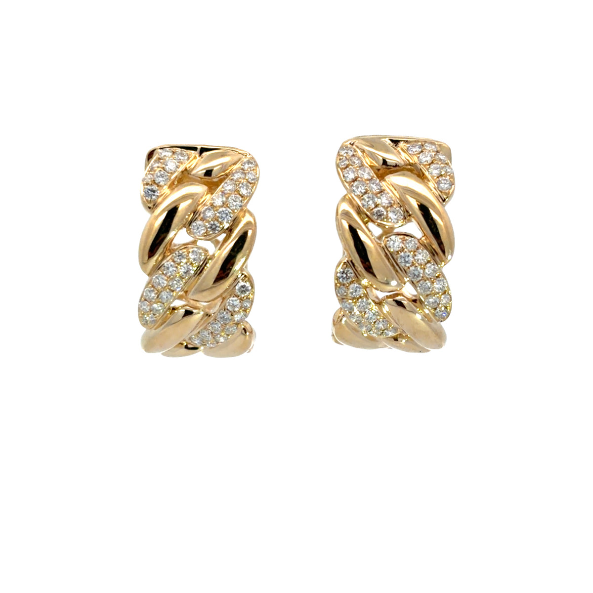 Lady's Yellow 14 Karat Small Hoop Earrings 80 = 0.65TWT Round G/H SI2 Diamonds