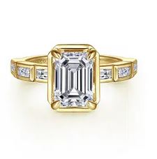 14k Yellow Gold Emerald Cut Diamond Engagement Ring