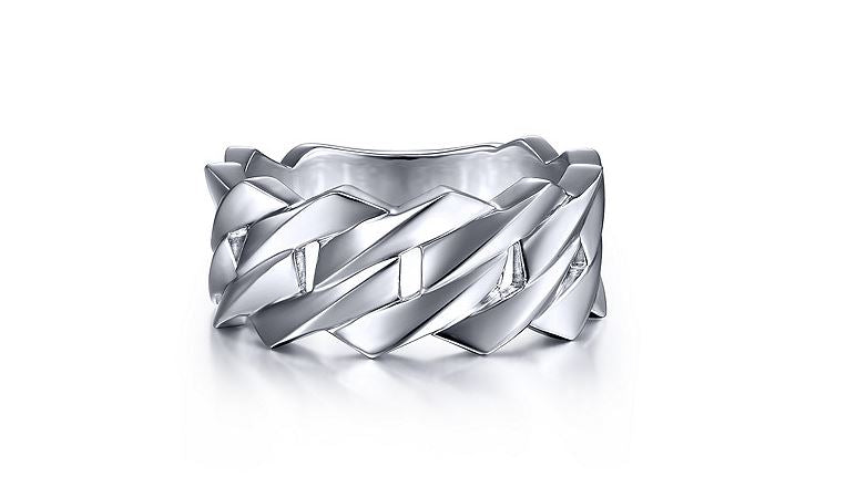 Wide 925 Sterling Silver Chain Link Band