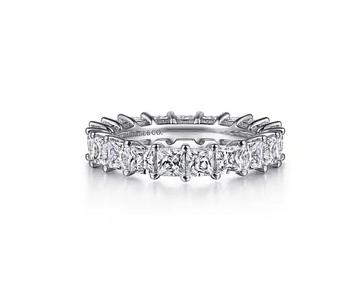 Alloy 14K White Gold Princess Cut Shared Prong Diamond Eternity Band