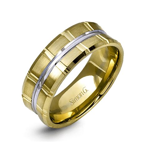 Two-Tone 14 Karat Gentleman Wedding Band Size 10