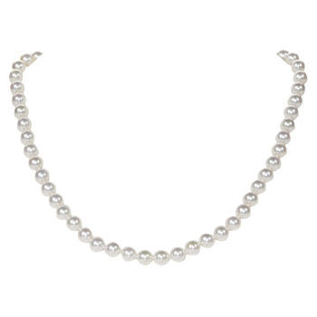 Lady's Yellow 14 Karat Akoya Strand With 6.00X6.50Mm Round Pearls