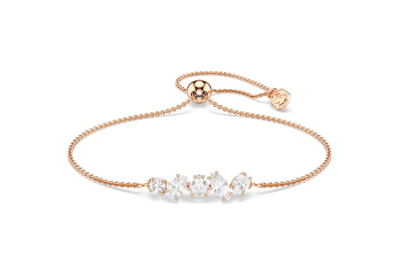 Mesmera bracelet Mixed cuts, White, 18K rose gold finish