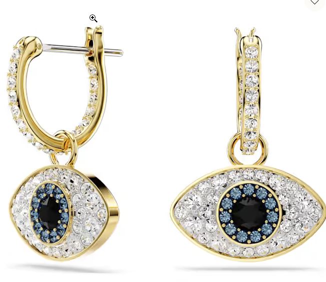 Symbolica drop earrings Evil eye, Blue, Gold-tone plated