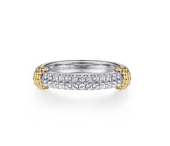 14K Yellow Gold and 925 Sterling Silver Bujukan White Sapphire Stackable Ring