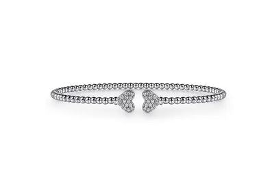 14K White Gold Bujukan Diamond Hearts Split Bangle