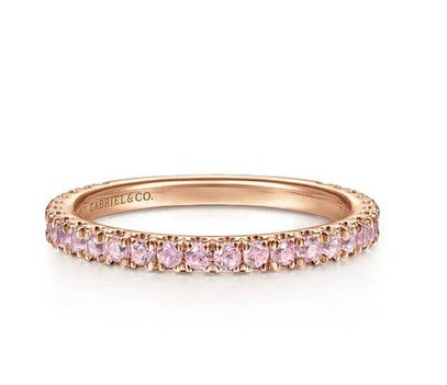 14K Rose Gold Pink Created Zircon Stackable Ring