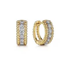 14k White-yellow Gold Bujukan Huggie Pavé Diamond Earrings