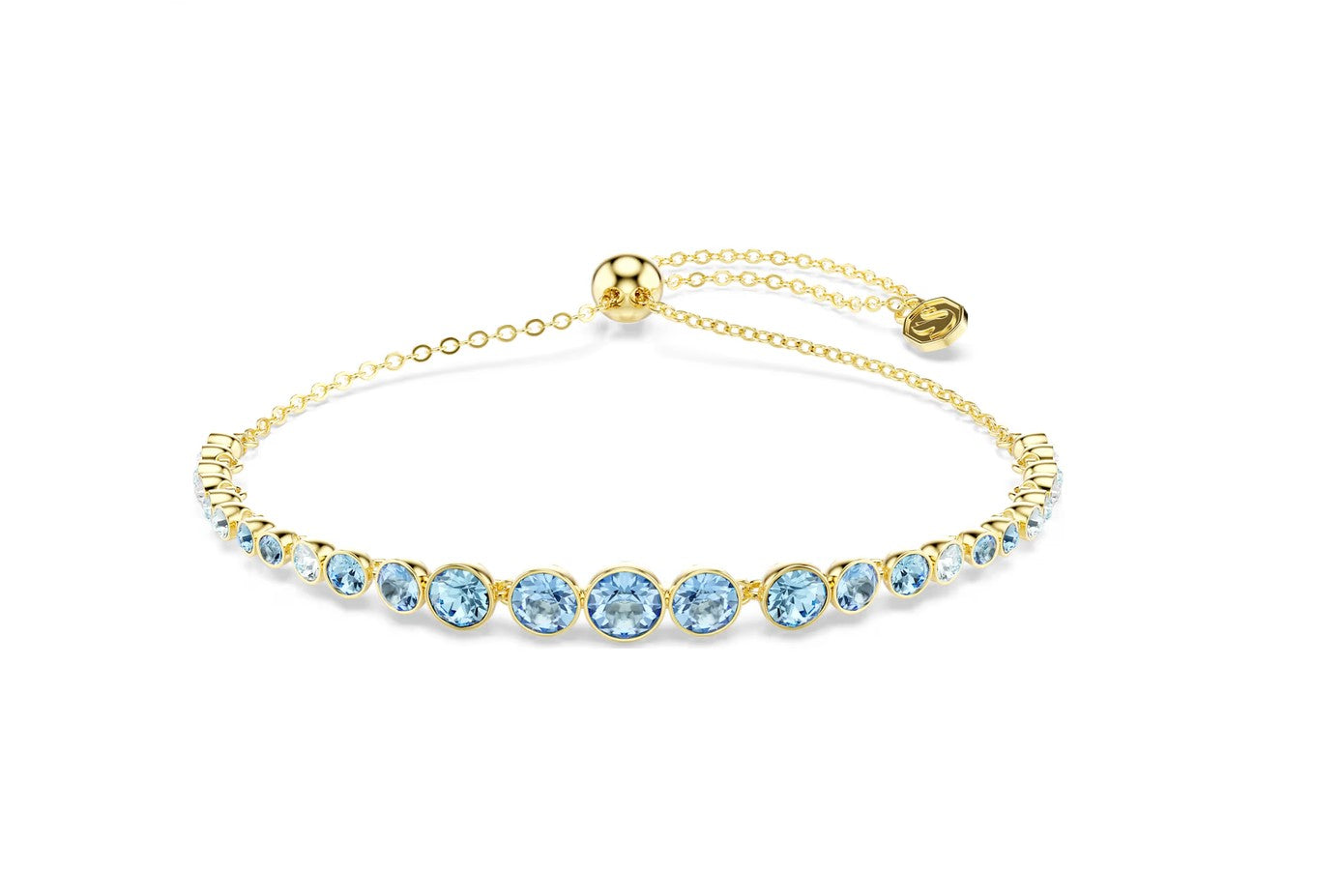 Imber bracelet Round cut, Blue, 18K gold finish