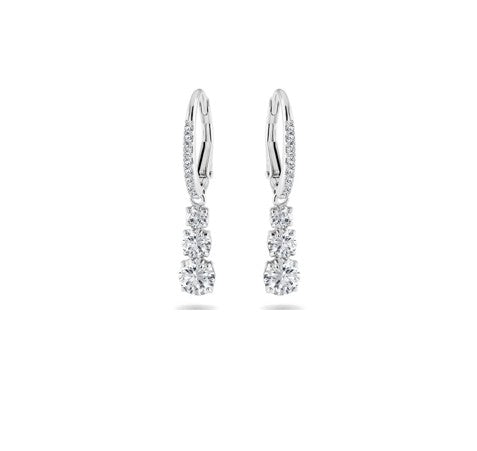 Stilla Attract hoop earrings Round cut, White, Rhodium plated
