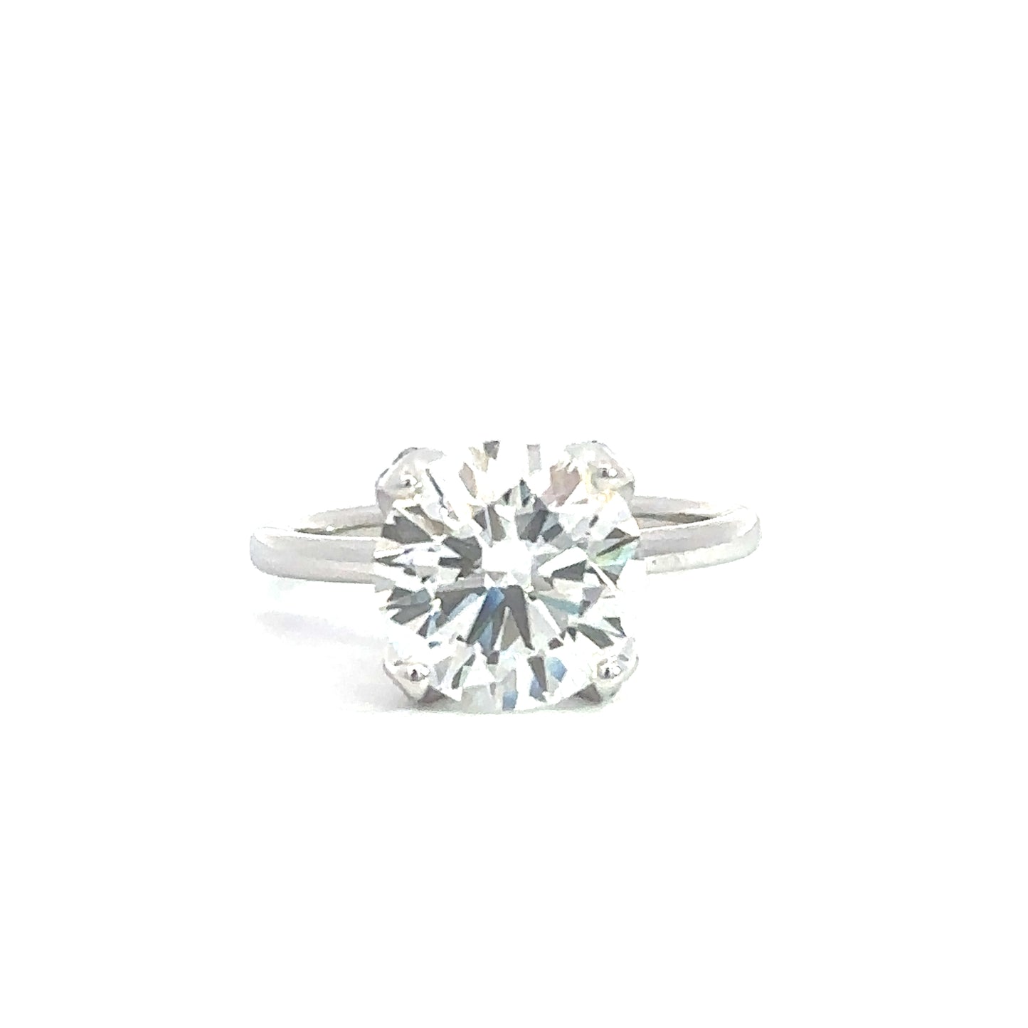 18K White Lab Grown Solitaire Engagement Ring with 4ct Round Center Diamond