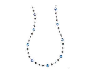 Lady's White Sterling Silver Station Necklace Length 36 With V Rock Crystals