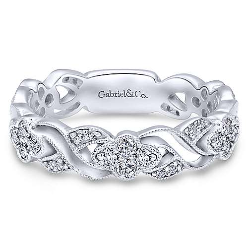 14k White Gold Diamond Cutout Stackable Ring