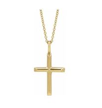 14K Yellow Gold Knife-Edge Cross 16-18" Necklace