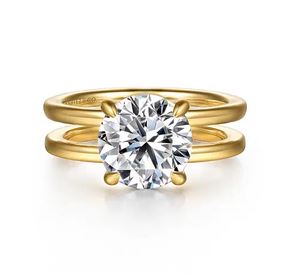 14k Yellow Gold Round Diamond Engagement Ring