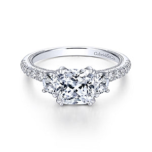 14k White Gold Three Stone Diamond Engagement Ring