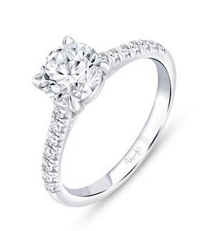 14K White Uneek Timeless Collection Straight Round Engagement Ring
