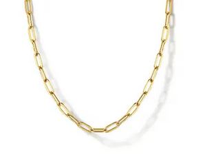 14k Yellow Gold Hollow Paper Clip Chain Necklace
