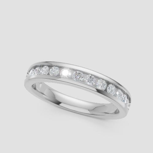 14K White 1/2tw Diamond Channel Band