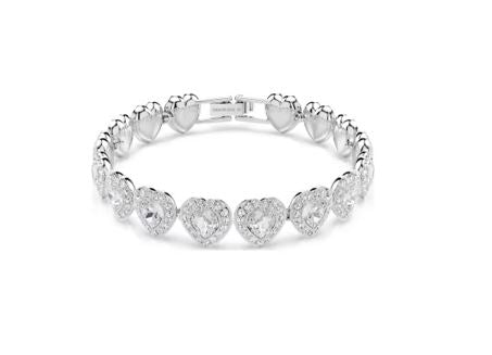Ariana Grande x Swarovski Tennis bracelet Mixed cuts, Heart, White, Rhodium plated