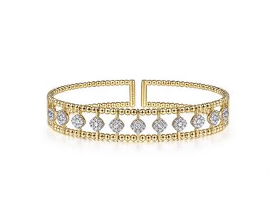 14K Yellow Gold Bujukan Diamond Cuff Bangle