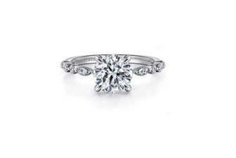 14K White Gold Round Diamond Engagement Ring