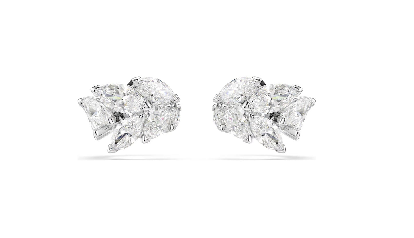 Mesmera ear cuffs Marquise cut, White, Rhodium plated